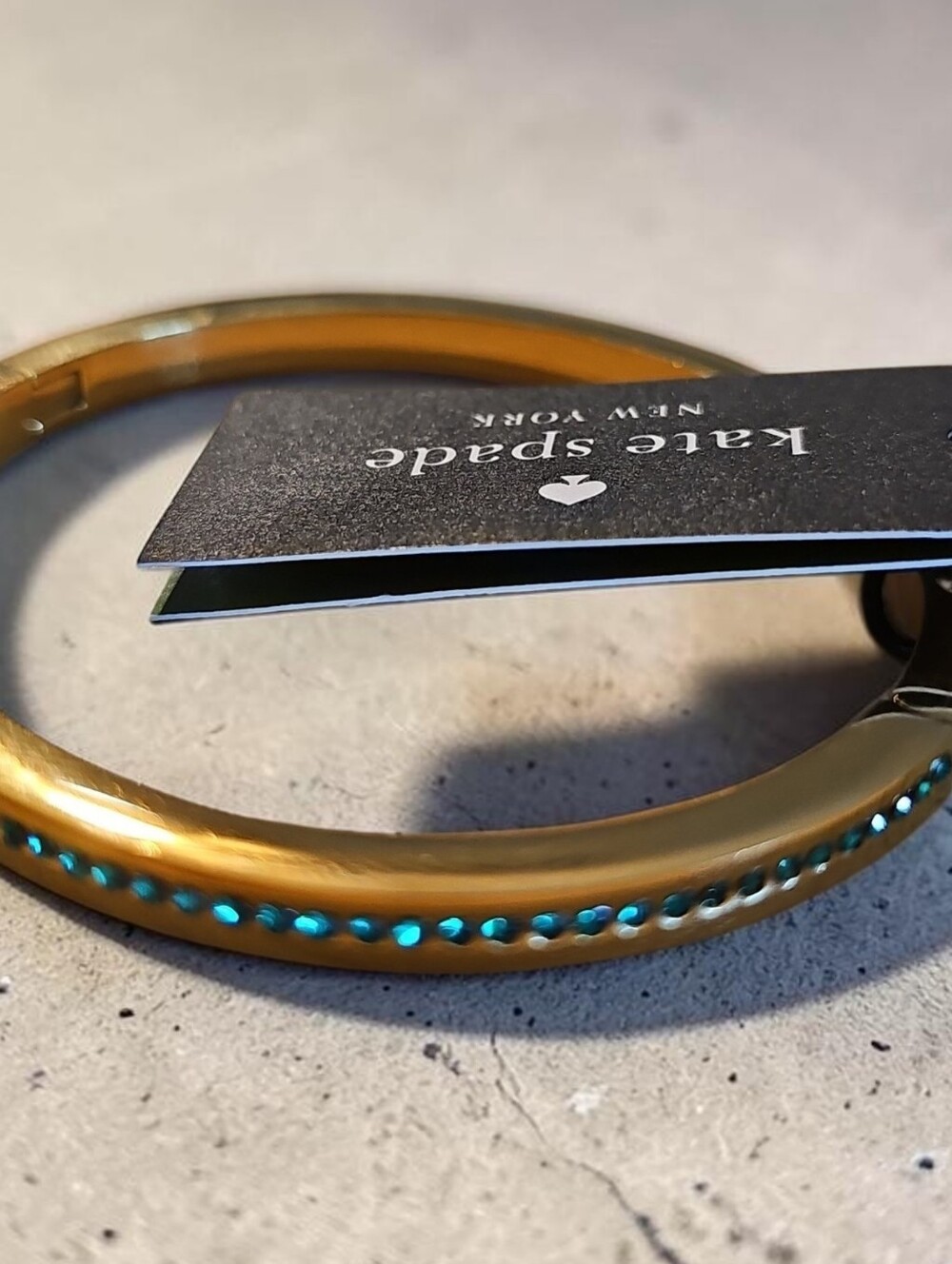 KATE SPADE Nwt  Bangle Bracelet with Green Stone Accents - Picture 3 of 3